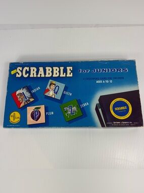 Vintage 1958 Scrabble for Juniors Crossword Game Selchow & Righter